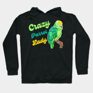 Crazy Parrot Lady - Funny Amazon Parrot Bird Owner Watercolor Hoodie